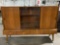 Mid century modern German Buffet/ hutch With sliding wood and glass doors and four bottom drawers