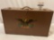 Vintage metal trunk foot locker w/ American Eagle logo, approx 28 x 16 x 10 in.