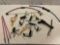 Lot of used sling shots, HOU SHIEUH crossbow pistol & target archery bow & arrow gear, sold as is.