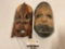 2 pc. lot of vintage African wood carved masks, approx 7 x 12 x 4 in.