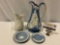 4 pc. lot of antique porcelain tableware; Delft pitcher marked Maude Puttnam, Wedgwood, and more