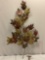 Mid century metal wall hanging Leaves in Fall Colors sculpture art decor, approx 25 x 43 in.