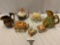 7 pc. lot of vintage ceramic tea pots / pitchers: Department 56, Sapota, Keene Street pottery Co.