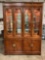 Vintage Thomasville dual lighted Living room display hutch/with mirror back and glass shelves