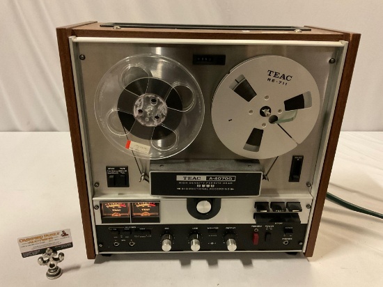 Vintage TEAC A-4070G High Density Ferrite Head Bi-Directional Recording variable Reel to Reel tape