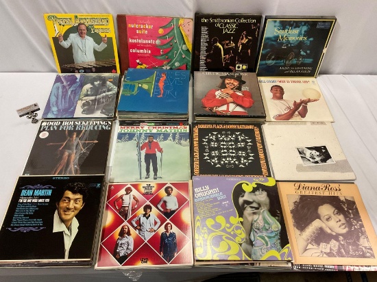 Lot of vintage vinyl Lp phonograph records; Miles Davis, Diana Ross, Fleetwood Mac, Dean Martin &