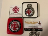 Fire Department Pocket Watch w/ tin gift box, appears never removed from box
