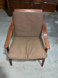 Mid century modern Danish living room slatted back Lounge chair marked KOMFORT Danish design