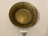 Antique hammered metal bowl w/ wall hanger, approx 16 x 4 in.