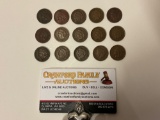 Collection of 15 Indian head cent coins , mixed 1800-1900s.
