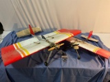 2 pc. lot of vintage model airplanes w/ engines/ propellers, approx 48 x 39 in. largest. Sold as is.