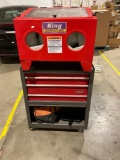 King abrasive glass cabinet W/Gun , needs plug in and Craftsman rolling tool cabinet W/tools