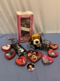 Misc. lot of ELVIS PRESLEY collectibles; McCormick limited edition figure in box, plush dog,