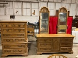 Solid wood Thomasville Gentlemens tallboy dresser & long dresser w/ 2 mirrors see pics