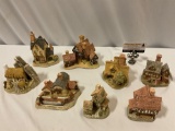 8 pc. lot of vintage 1980s DAVID WINTER miniature English houses, approx 6 x 5 in. largest.