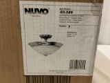 NUVO LIGHTING semi flush brushed nickel w/ alabaster glass ceiling light fixture in box