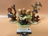 3 pc. lot Vintage Goebel M.I. Hummel figurines, Storybook Time - First Issue, as is.