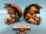 2 pc. lot Vintage Goebel M.I. Hummel figurines, Umbrella Girl / Umbrella Boy