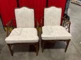 Pair of vintage mid century bamboo armchairs designed w/Asian motif