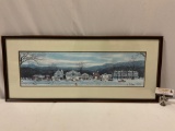 Large vintage framed NORMAN ROCKWELL snowy city street scene art print