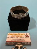Attractive vintage Sterling Silver braceleet w/ colorful abalone inlays