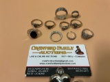 Selection of 10 Sterling Silver rings.