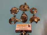 6 x Lakota Native American G. silver Pin/ Pendants signed by Armand American Horse nice set