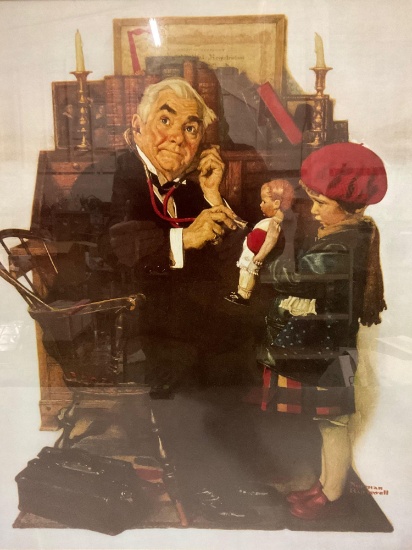 Large vintage framed NORMAN ROCKWELL art print, approx 29 x 33 in.