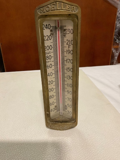 Antique Moeller Brass thermometer, Industrial steam gauge Richmond Hill New York