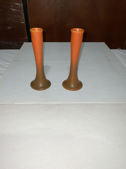 Pair of Antique art deco bud vases Marked with a R on the bottom see pics