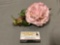 Edward Boehm hand signed painted English porcelain pink camellia sculpture , repaired leaf, sold as