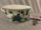 Vintage Italian ceramic centerpiece bowl w/ handles & painted floral design