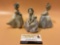 3 pc. lot of vintage LLADRO - Daisa porcelain flower girl figurines hand made in Spain, approx 4 x 5