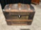 Unique vintage cedar-lined humpback chest with gator skin(?) and metal accent pieces throughout.