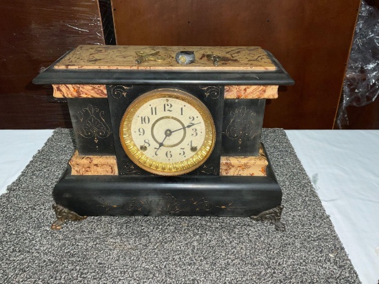 Gorgeous antique 1880 Seth Thomas wooden mantle clock w/ keys & pendulum