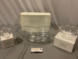 3 pc. lot of MIKASA thick German crystal bowls w/ box; Romeo 13 in. oval bowl, Icicles bowl,