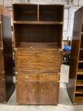 Vintage Thomasville 3 pc. secretary desk w/ top bookshelf & bottom drawer cabinet combo
