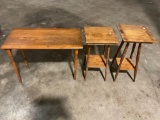 Set of 3 Tiger oak hallway and end tables
