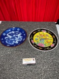Pair of antique/vintage Japanese, or Chinese hand-painted plates see pics