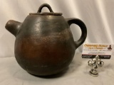 Ceramic pitcher w/ lid marked: Dance of the Ancestors, made in El Salvador