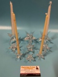 9 pc. lot of crystal Star shaped candleholders, 3 of each size, sold as is, see pics.