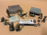 9 pc. lot of vintage HUDSON fine pewter figurines; Walt Disney 7 Dwarfs Doc & Grumpy, seal,