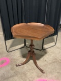 Nice vintage hexagonal table with pedestal style base and 3 legs