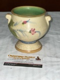 Rare antique signed smaller Weller pottery urn style vase w/ hand painted fern & floral motif