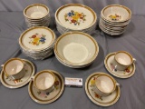 Vintage 43 pc. lot of MIKASA Stone Manor Floribunda pattern ceramic tableware, Japan, plates, bowls,