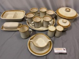 Vintage 16 pc. lot of MIKASA Stone Manor Floribunda pattern ceramic tableware, Japan. shakers,