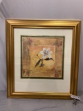 Large nicely framed floral art print Belle Epoque by Roger Robert Grace, approx 30 x 33 in.