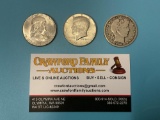 3 pc. coin lot; Barber Half Dollar 1908 - D, Kennedy Half Dollar 1964 - P, Franklin Half Dollar 1963