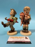 2 pc. lot GOEBEL M.I. Hummel figurines made in W. Germany, GLOBE TROTTER & LITTLE SCHOLAR