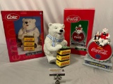2 pc. lot of nice ceramic Coca-Cola cookie jars w/ boxes; Polar Bear Delivery, Lunch With Us diner